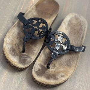 Tory Burch Miller Clouds Patent Leather Cork Thing Sandal